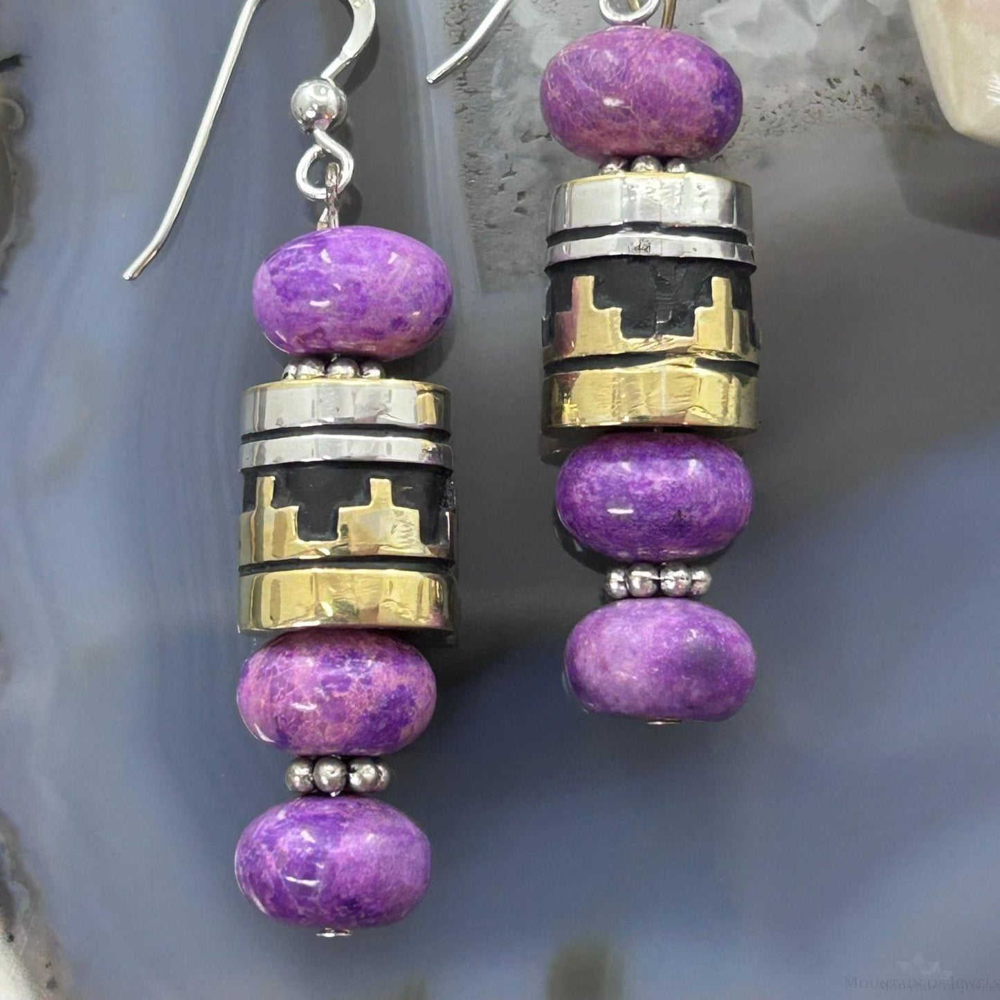 Tommy & Rosita Singer Sterling Silver Charoite Bead Dangle Earrings For Women