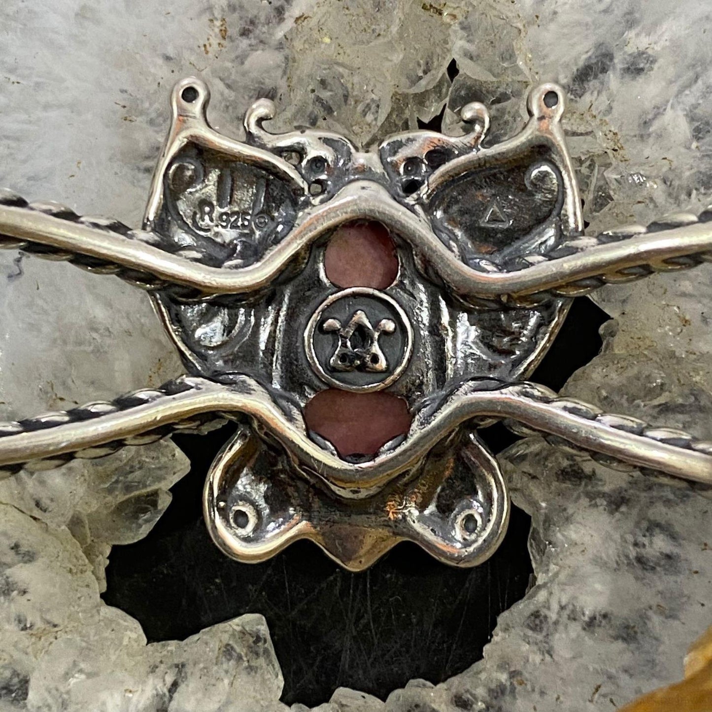 Carolyn Pollack Sterling Silver Rhodonite Butterfly Decorated Bracelet For Women