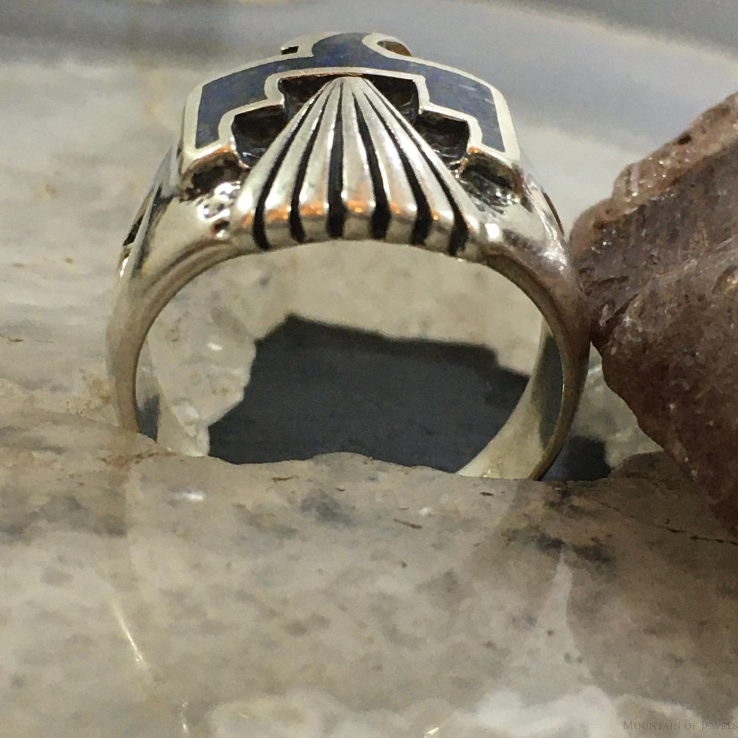 Carolyn Pollack Southwestern Style Sterling Silver Lapis Chip Inlay Thunderbird Ring For Women
