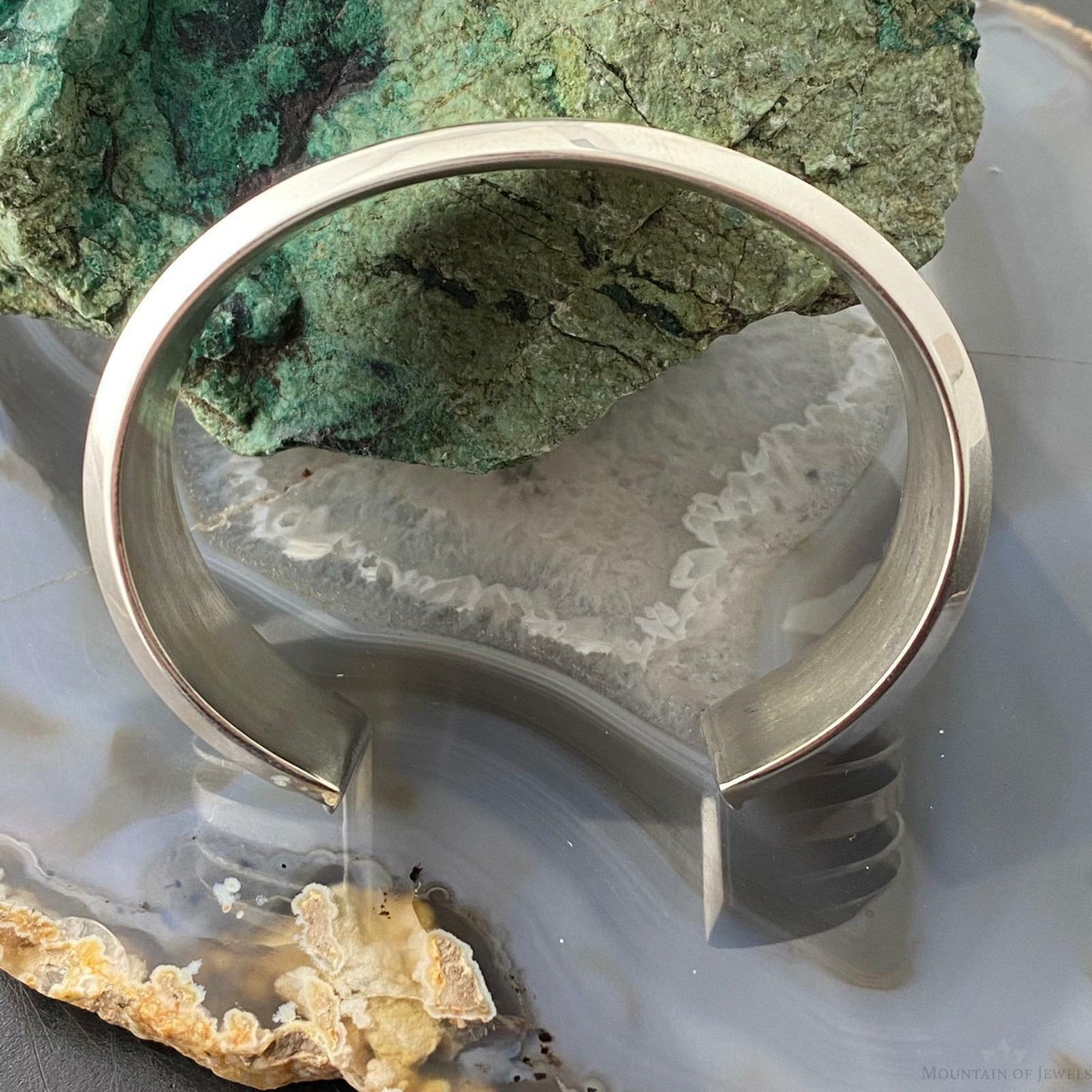 Tom Hawk Native American Sterling Silver Grooves Bracelet Cuff For Men