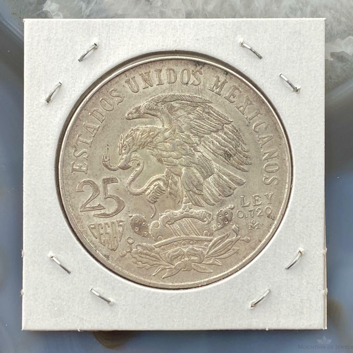 1968 Mexico XIX Olympic Games Aztec Ball Player 25 Pesos Silver Coin #7920-3E