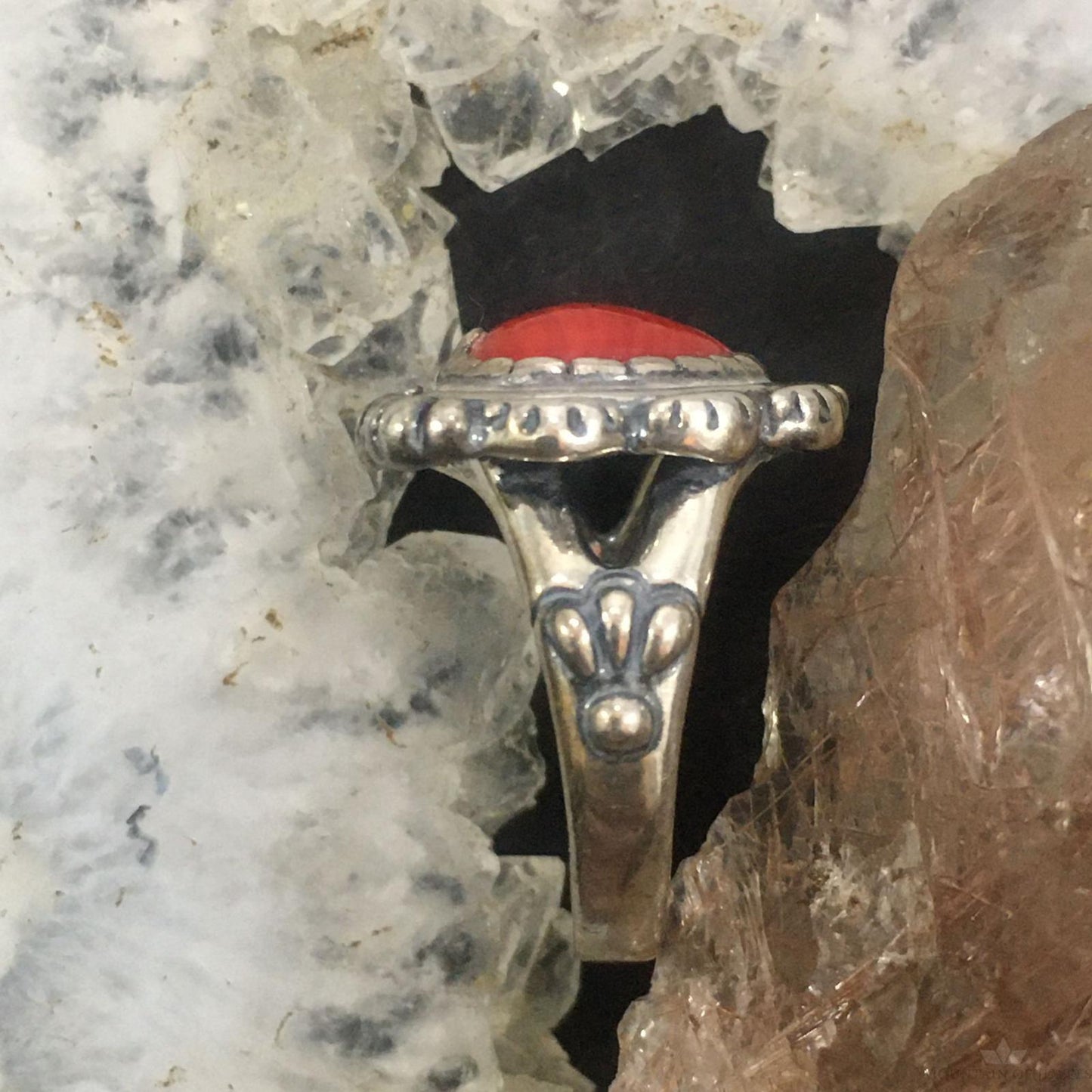Carolyn Pollack Southwestern Style Sterling Silver Red Jasper Decorated Heart Ring For Women