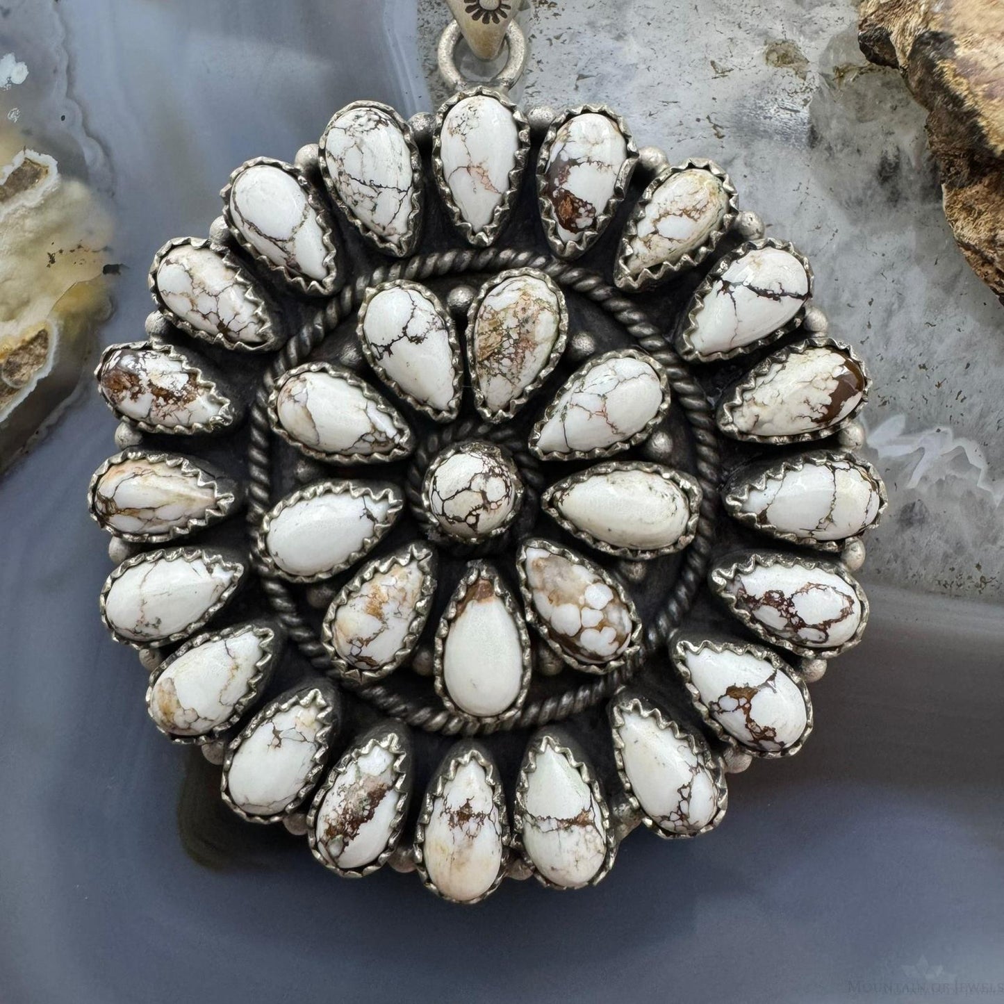 Sterling Silver Southwestern Style Teardrop Wild Horse Cluster Pendant For Women
