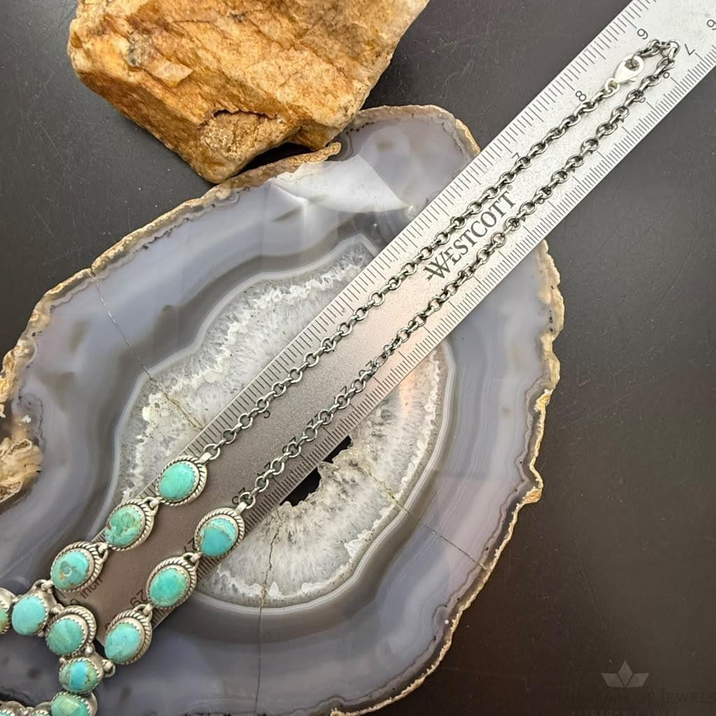 Sterling Silver Southwestern Style Mohave Turquoise Naja Necklace For Women