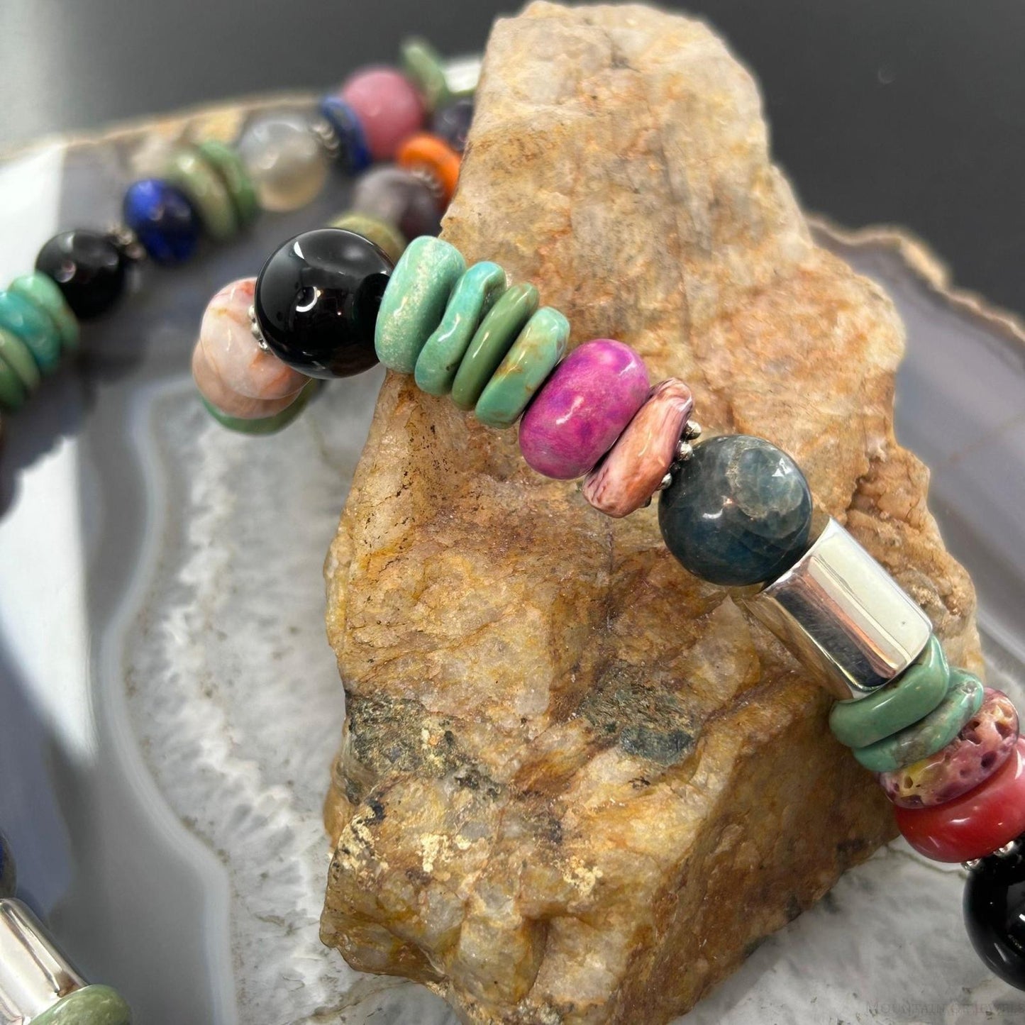 Tommy & Rosita Singer Sterling Silver Turquoise & Multistone Beads Necklace For Women