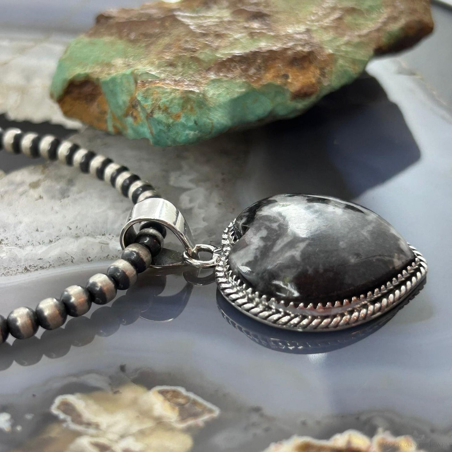 Sterling Silver Southwestern Style White Buffalo Heart Pendant For Women #1