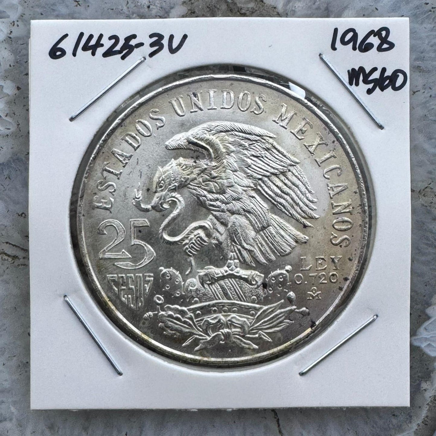 1968 Mexico 72% Silver Olympic Games 25 Pesos #61425-3U