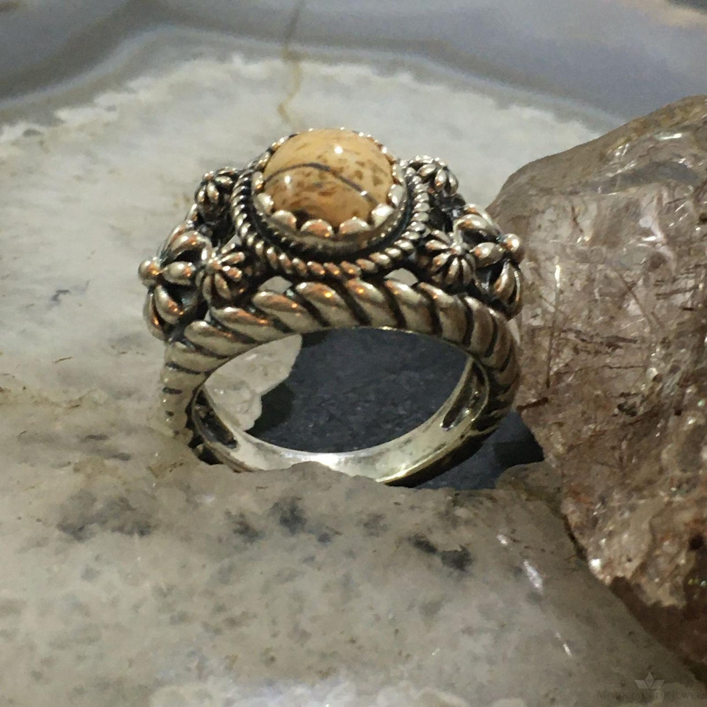Carolyn Pollack Vintage Southwestern Style Sterling Oval Picture Jasper Decorated Ring For Women