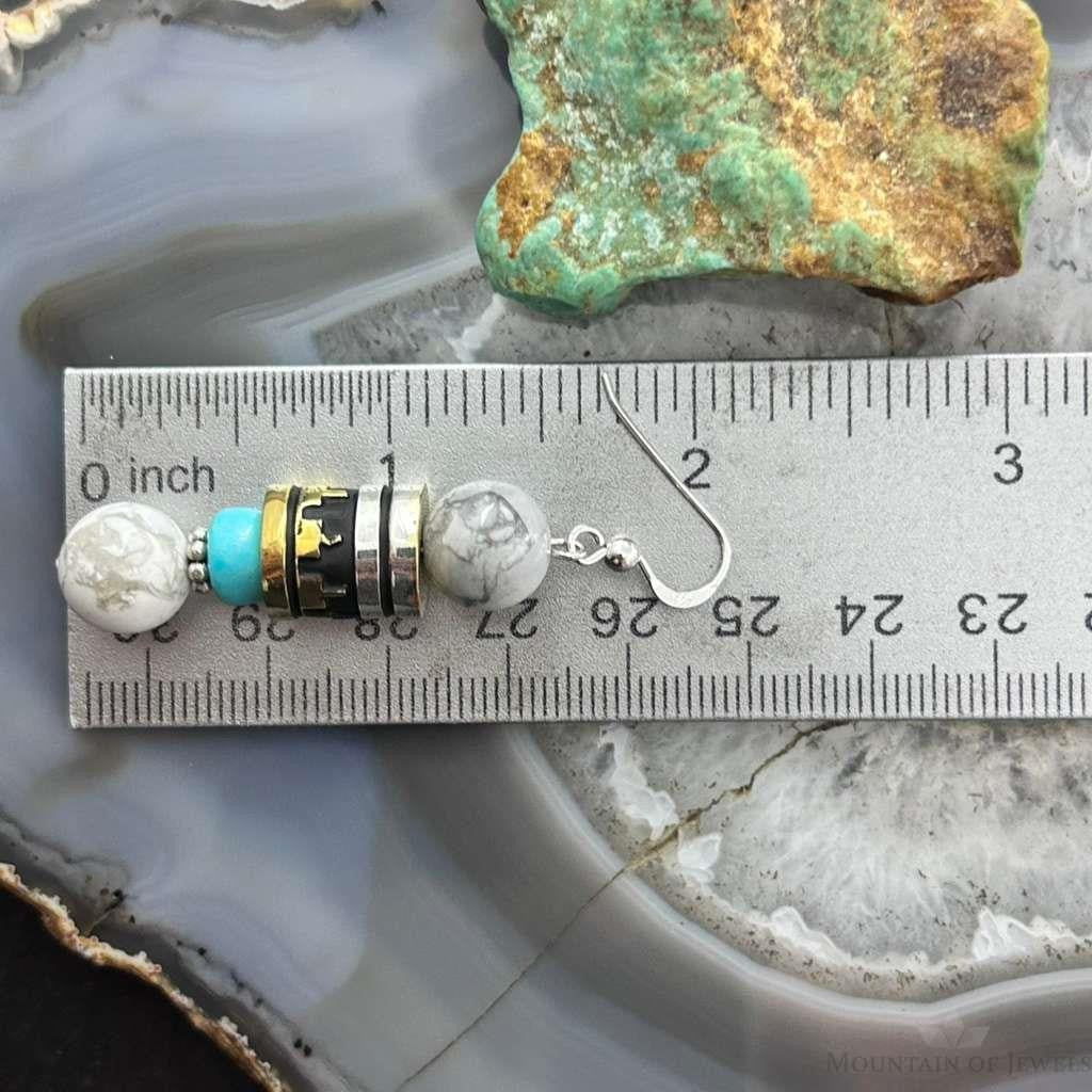 Tommy & Rosita Singer Sterling Silver Howlite, Turquoise Bead Dangle Earrings For Women