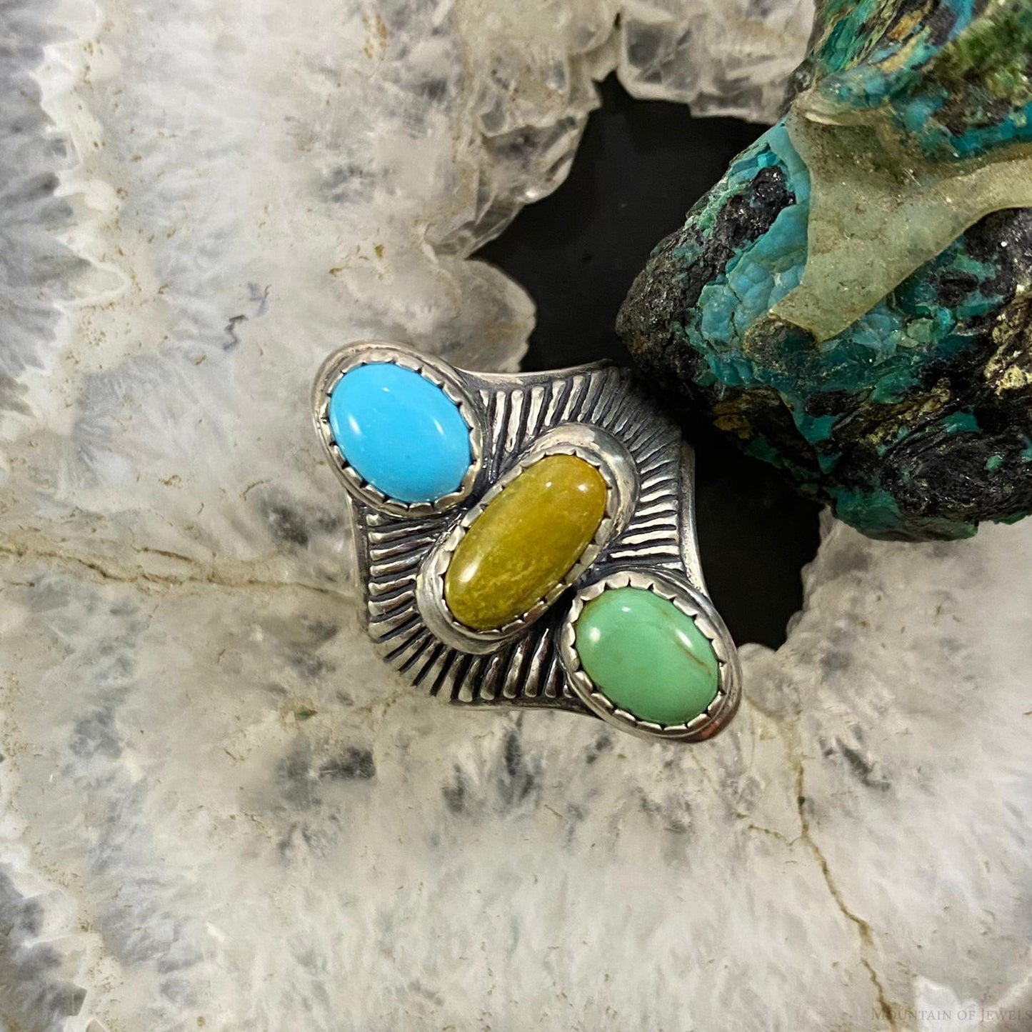 Carolyn Pollack Southwestern Style Sterling Assorted Turquoise Ring Sz Variety