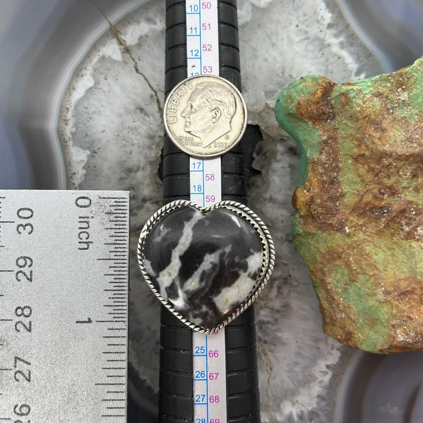 Sterling Silver Southwestern Style White Buffalo Heart Shape Ring Size 10 For Women