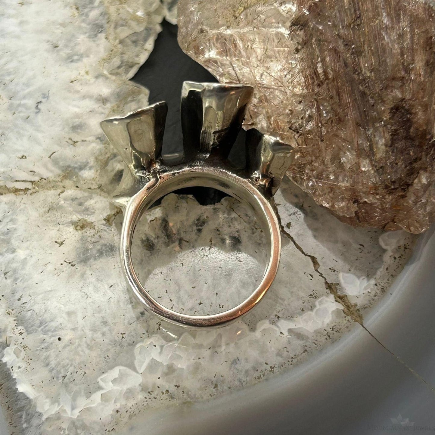 Sterling Silver Wave Design Modern Fashion Ring Sz 9.75 For Women, Taxco Mexico