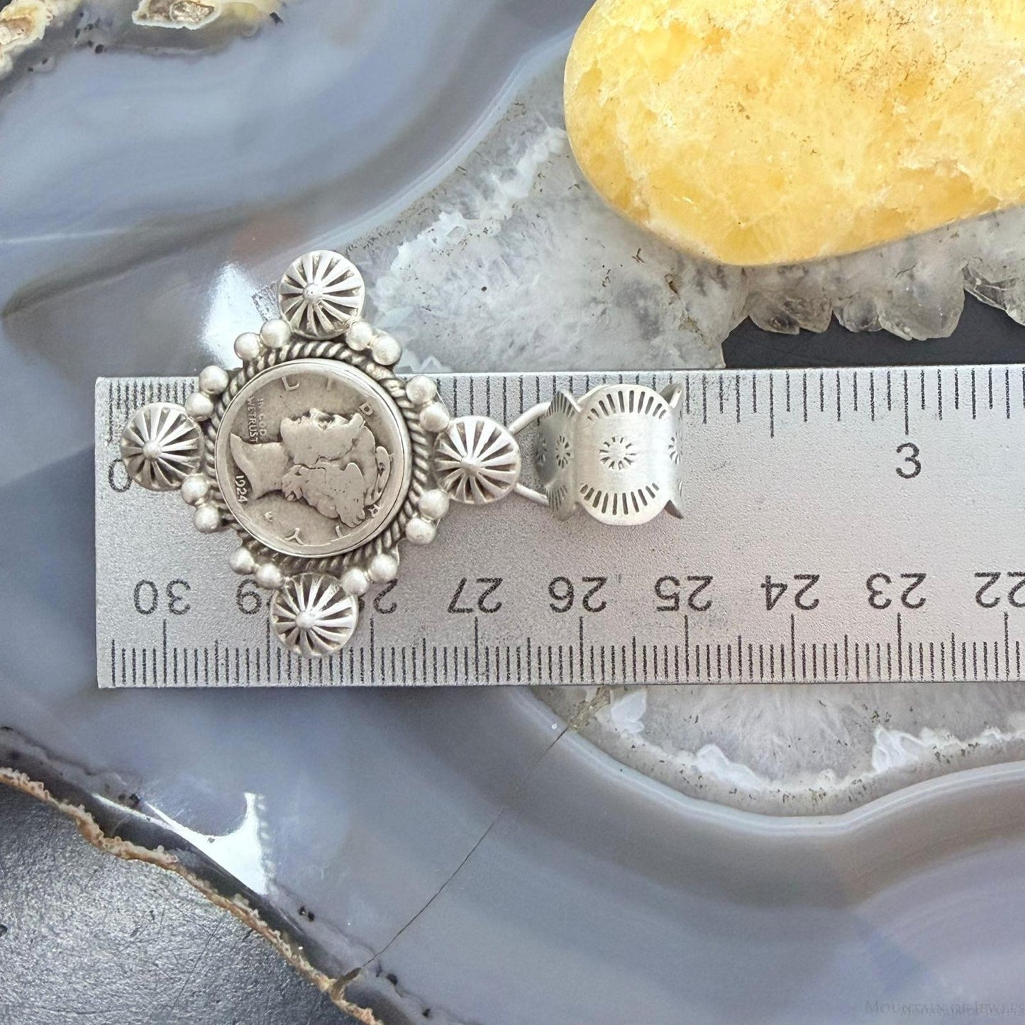 1924 Genuine 90% Silver US Mercury Dime Decorated Unisex Pendant
