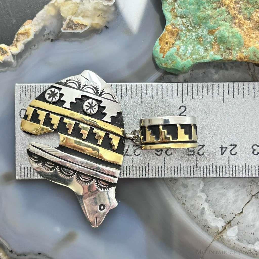 Tommy & Rosita Singer Native American Sterling Silver & GF Overlay Unisex Bear Pendant