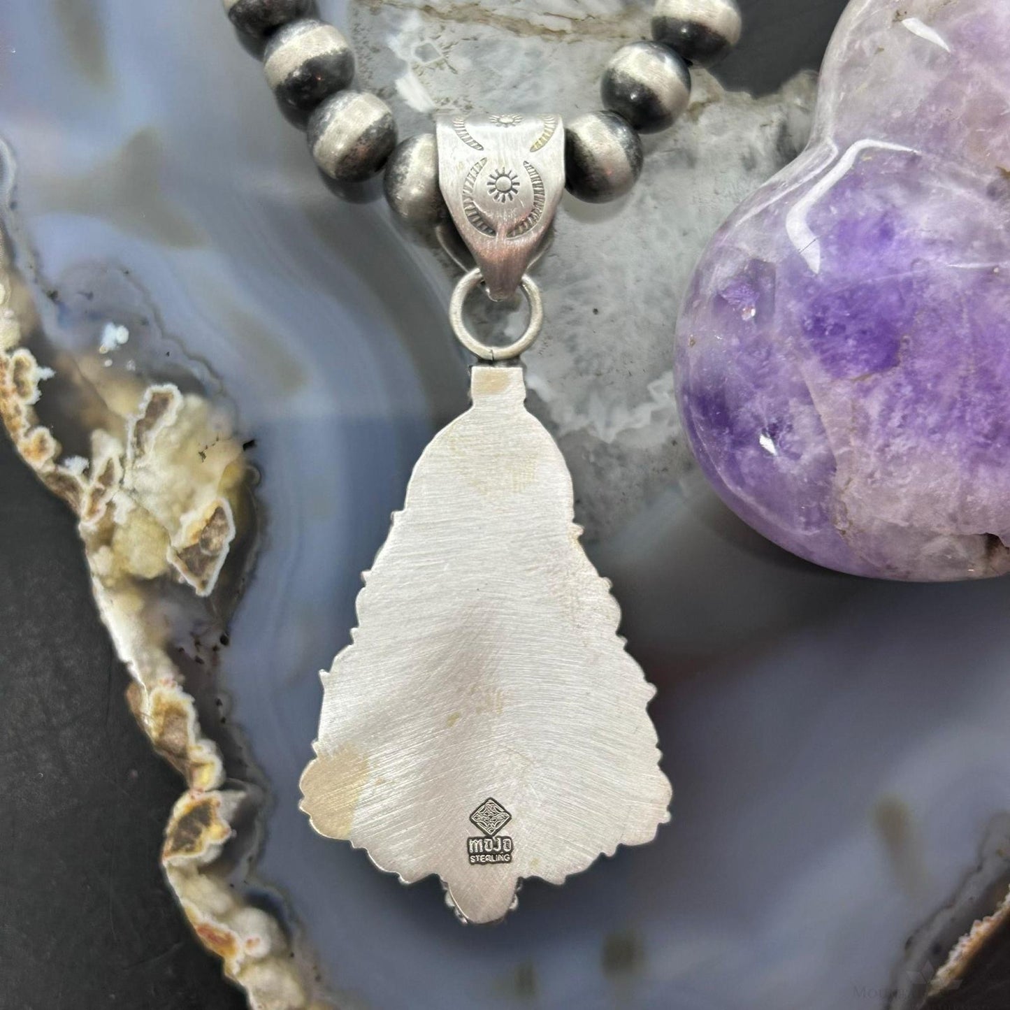 Sterling Silver Southwestern Style Triangle Shattuckite Pendant For Women