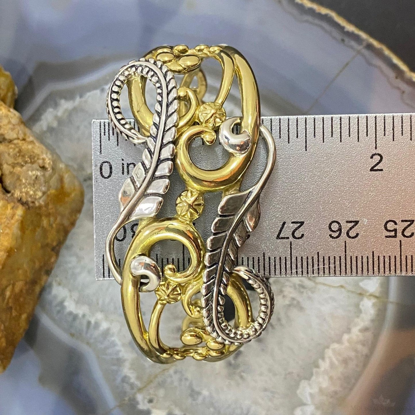 Carolyn Pollack Vintage Sterling Silver & Brass Floral Design Bracelet For Women