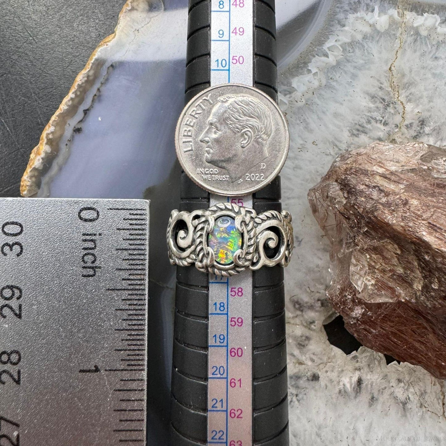 Carolyn Pollack Sterling Silver Oval Opal Decorated Ring For Women with Size Variety