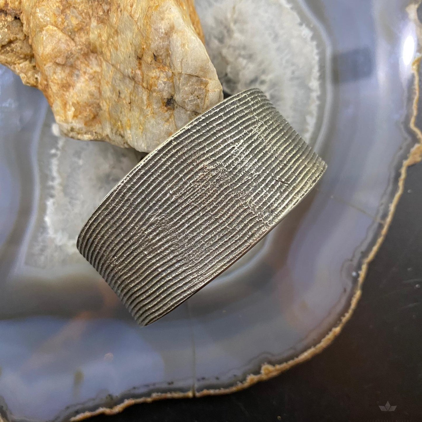Cheyenne Custer Native American Sterling Silver Tufa Cast Bracelet For Women