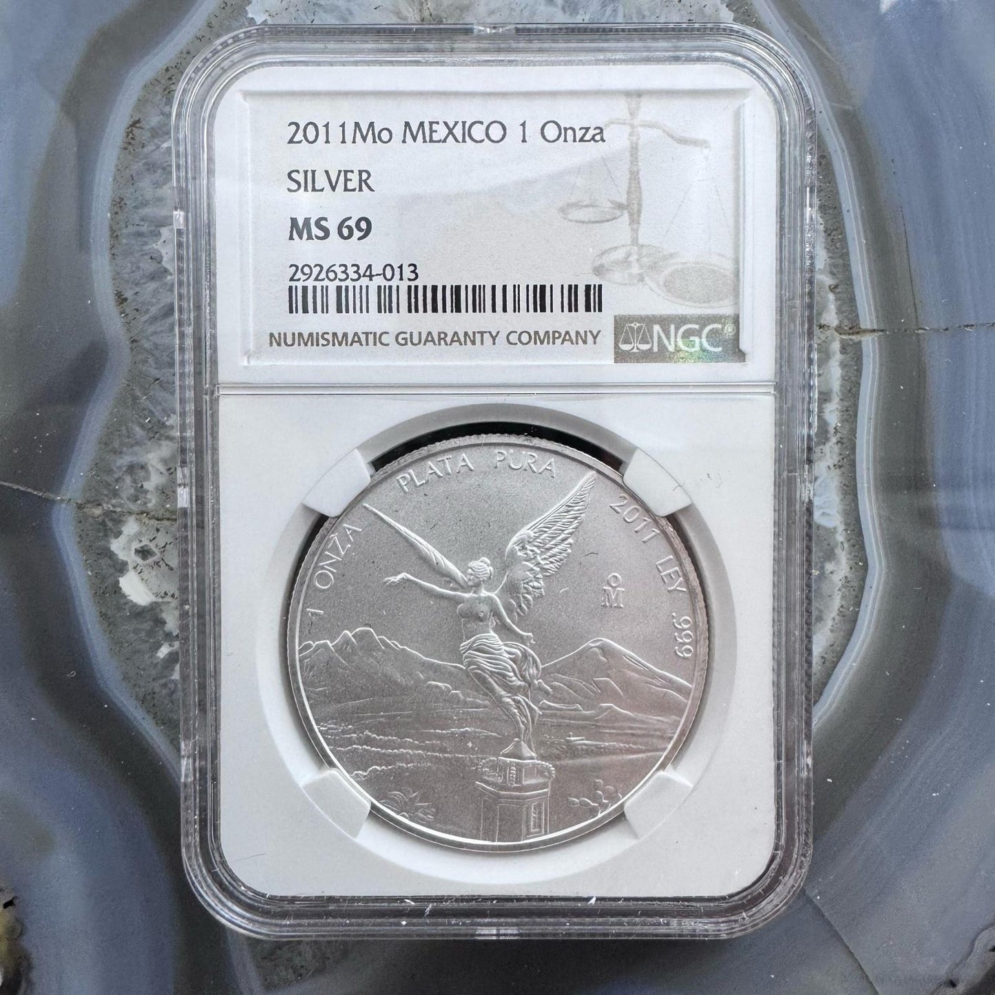 2011 Mexico Libertad One Ounce .999 Fine Silver NGC MS69 #013 Brown Label