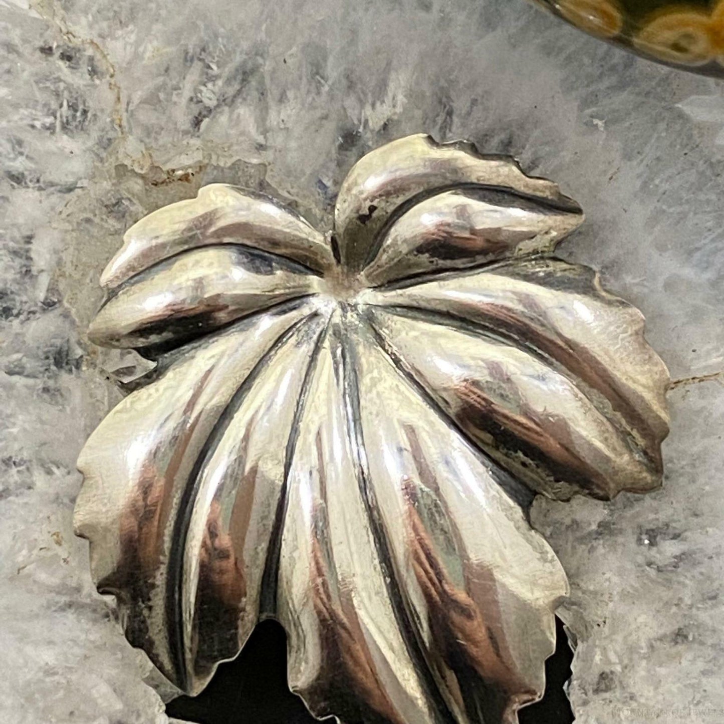Vintage Sterling Silver Leaf Shaped Brooch By Jewelart