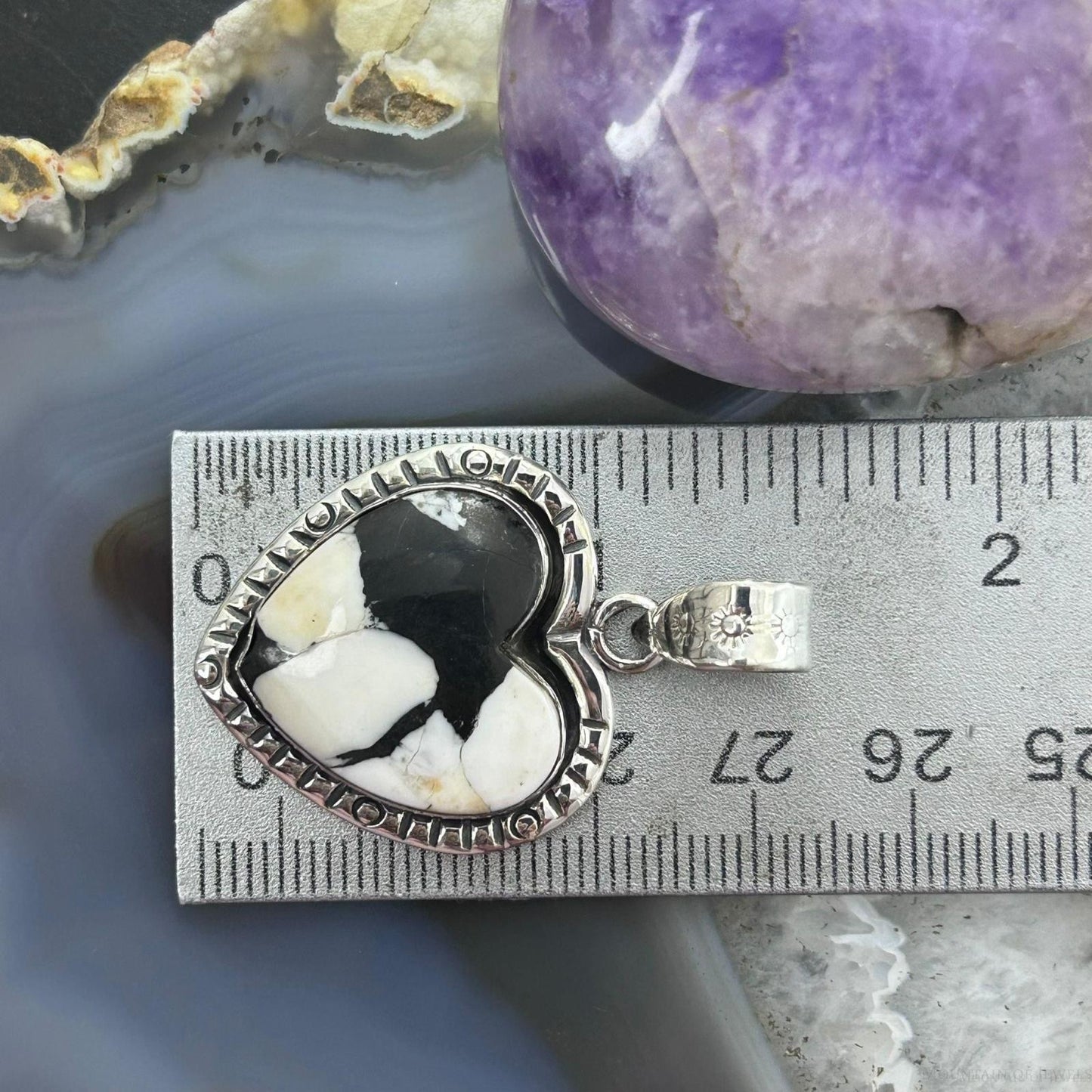 Sterling Silver Southwestern Style White Buffalo Heart Pendant For Women