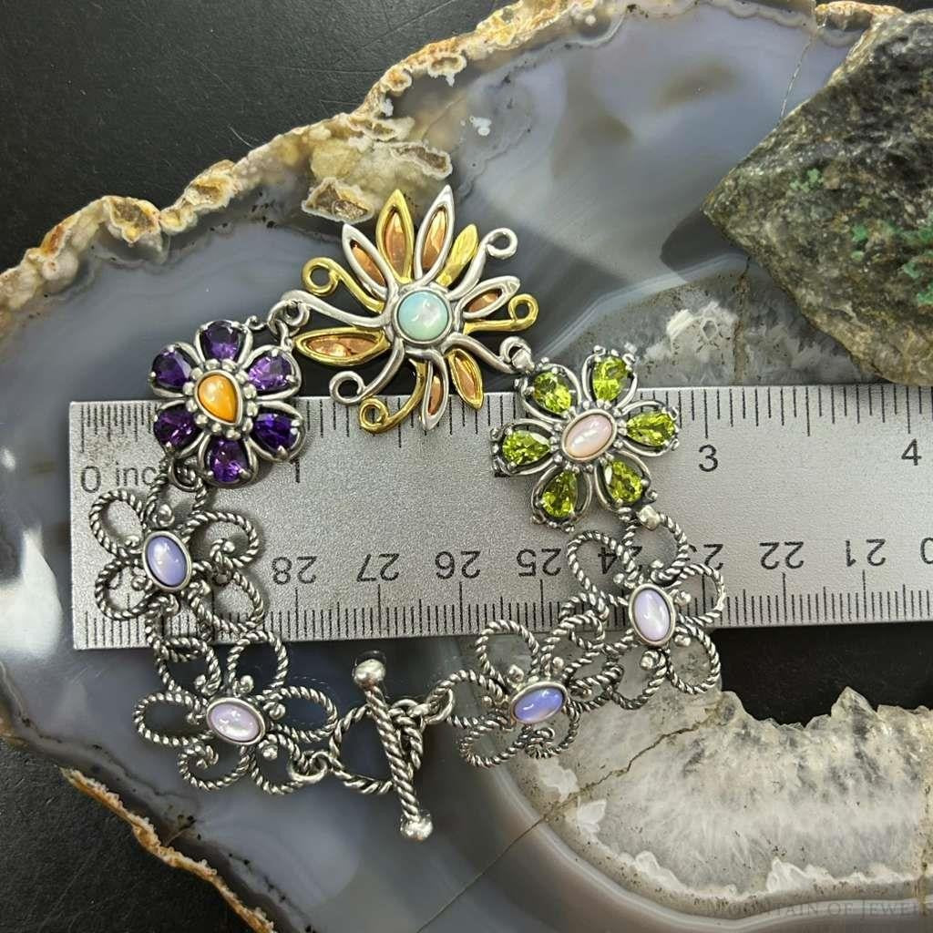 Carolyn Pollack Sterling Silver & Copper, Brass Flower Bracelet For Women