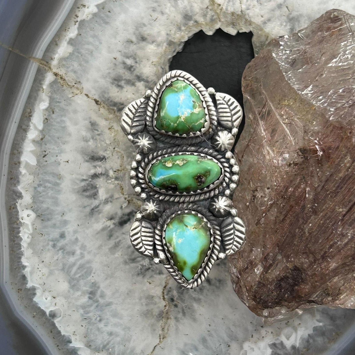 Sterling Silver Southwestern Style Sonora Gold Turquoise Adjustable Ring For Women #3