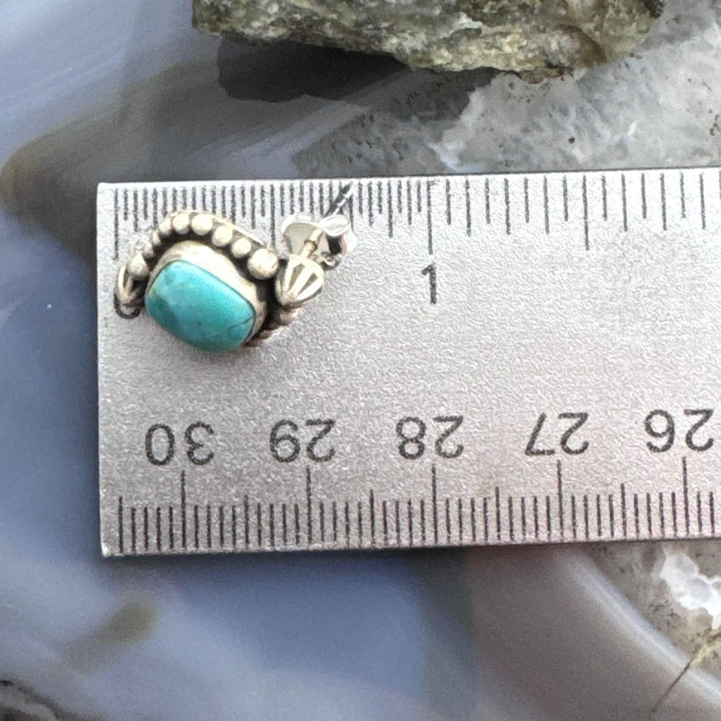 Sterling Silver Southwestern Style Square Turquoise Stud Earrings For Women