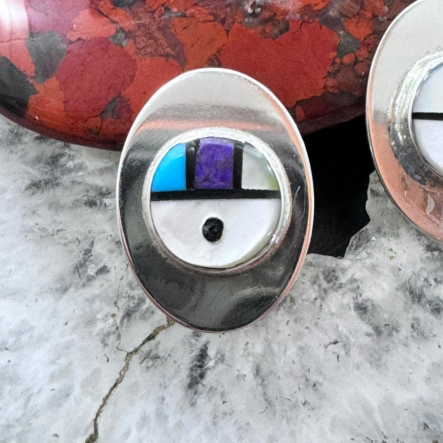Starllie & Sheryl Edaakie Sterling Silver Multistone Inlay Sunface Stud Earrings For Women #2