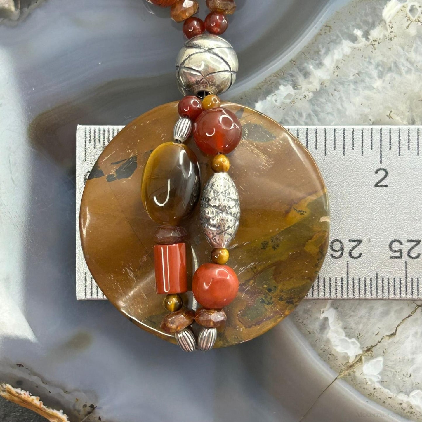 Carolyn Pollack Southwestern Style Sterling Silver Multi Stone Beads Necklace For Women