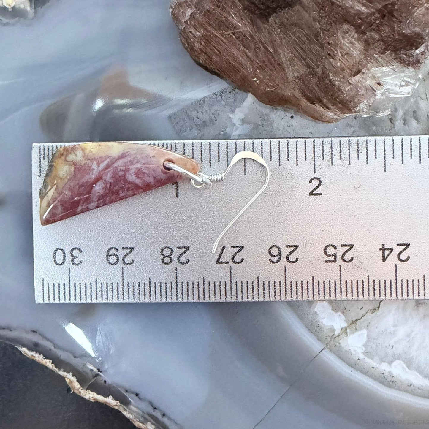 Sterling Silver Triangle Plum Moss Agate Slab Dangle Earrings For Women #506