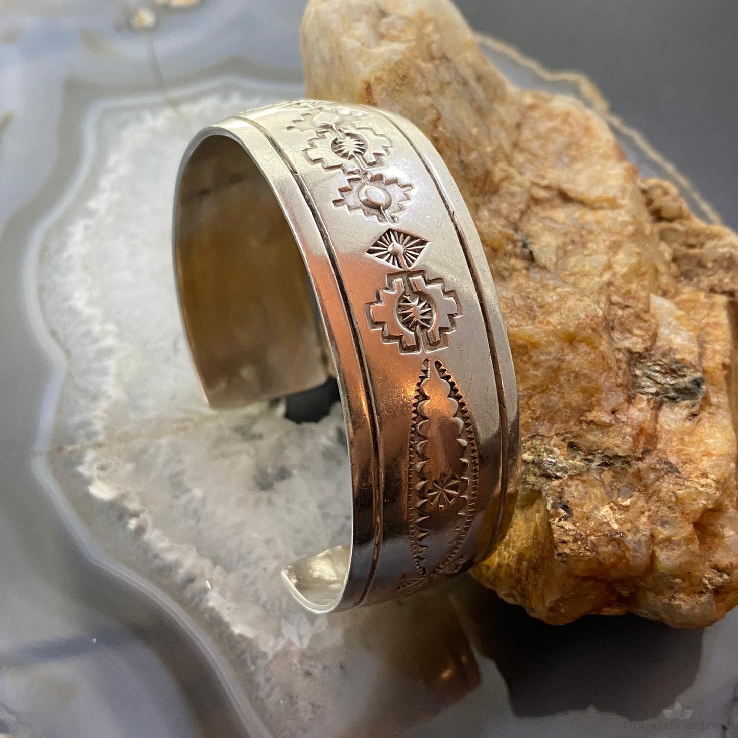 Vintage Native American Sterling Stamped With SW Motifs Bracelet For Women