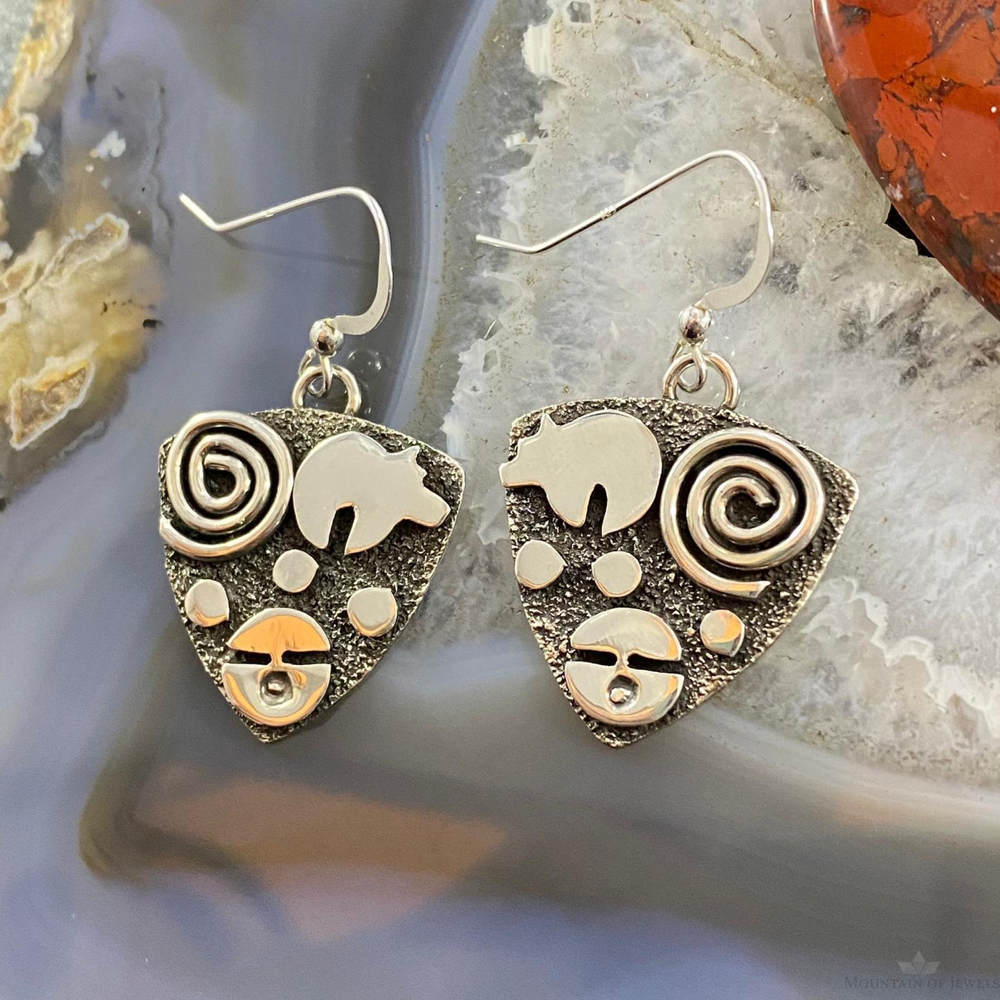 Alex Sanchez Sterling Silver Guitar Picks Petroglyph Dangle Earrings For Women #2