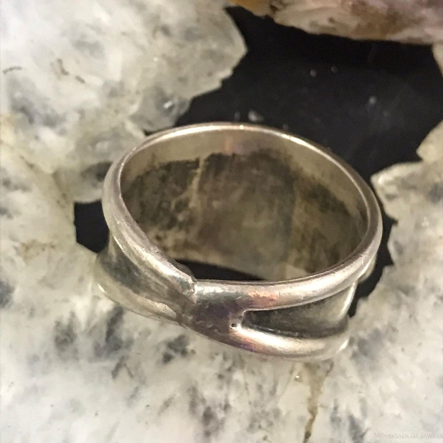 Vintage Native American Sterling Silver 4 Turquoise Dots Band Ring Size 7.25 For Women