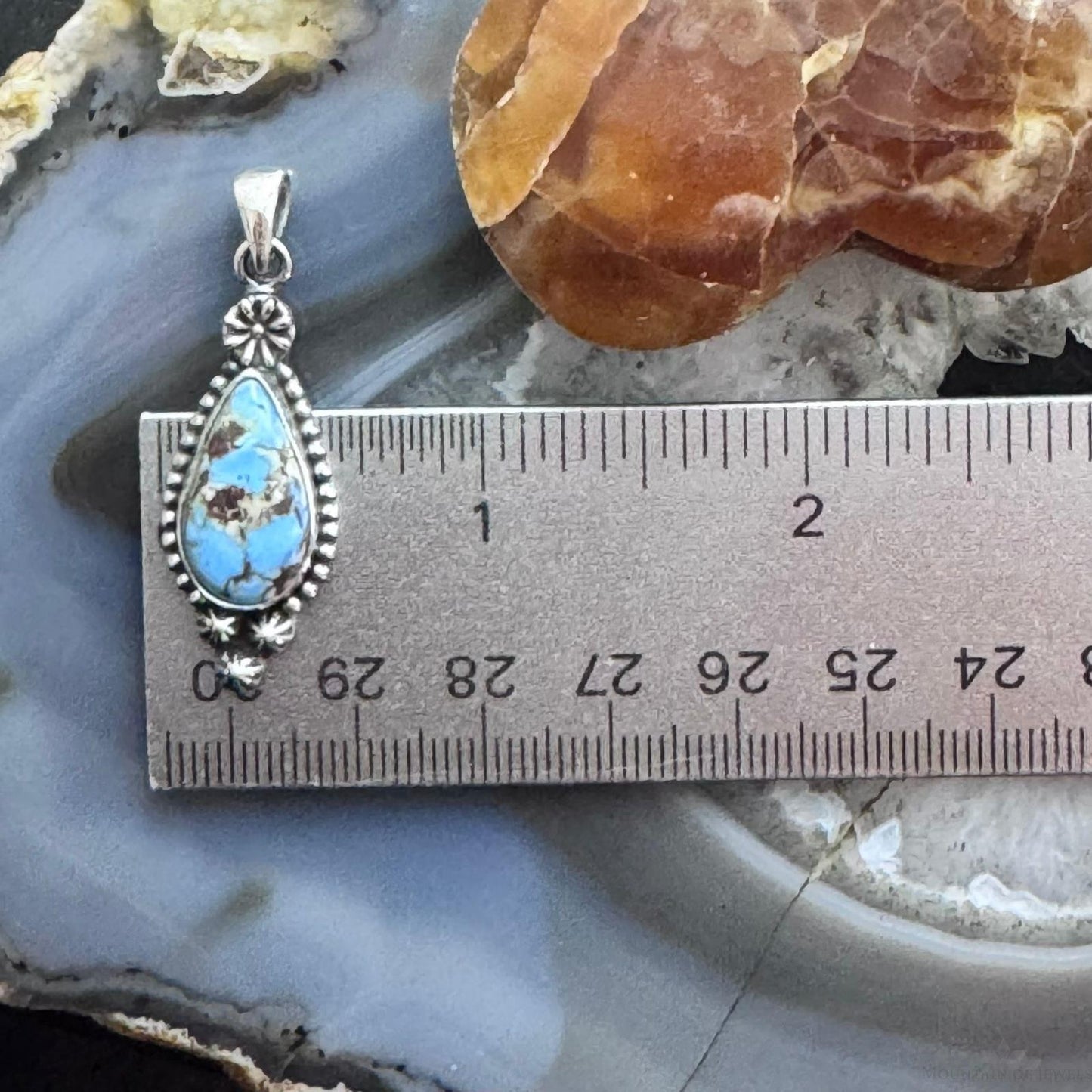 Sterling Silver Southwestern Style Teardrop Golden Hill Turquoise Pendant For Women #1