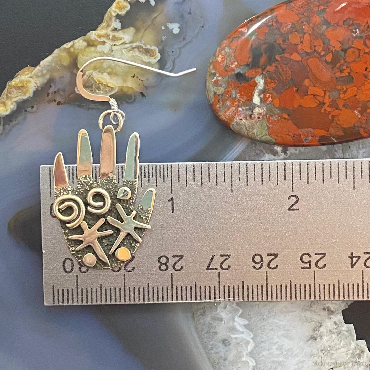 Alex Sanchez Native American Sterling Silver Ancestors Hand Petroglyph Dangle Earrings For Women #1