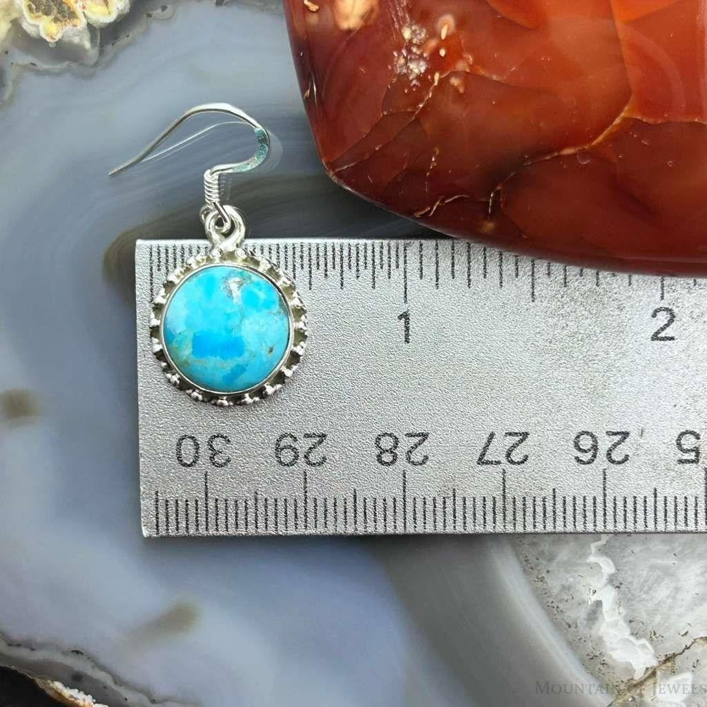 Sterling Southwestern Style Round Mojave Turquoise Dangle Earrings For Women
