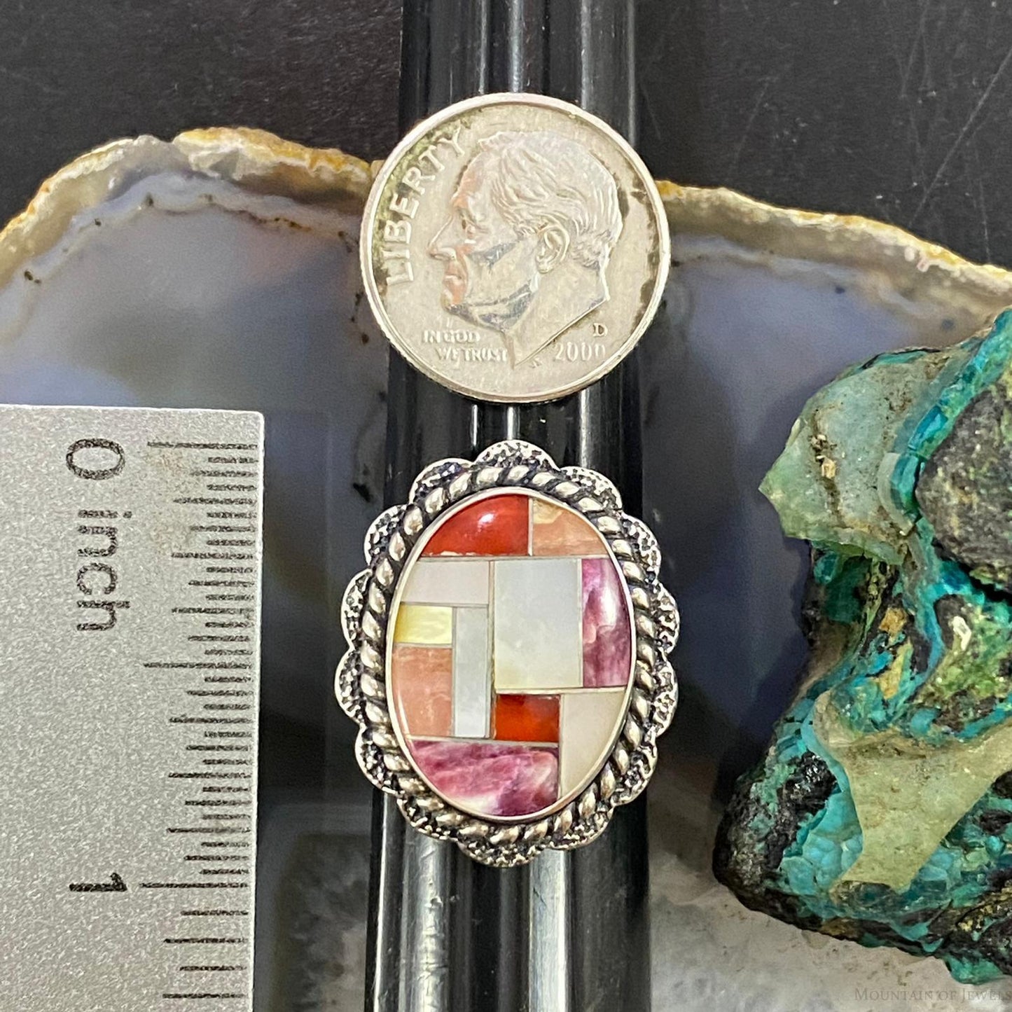 Carolyn Pollack Southwestern Style Sterling Multistone Inlay Ring Size 5.5 and 8