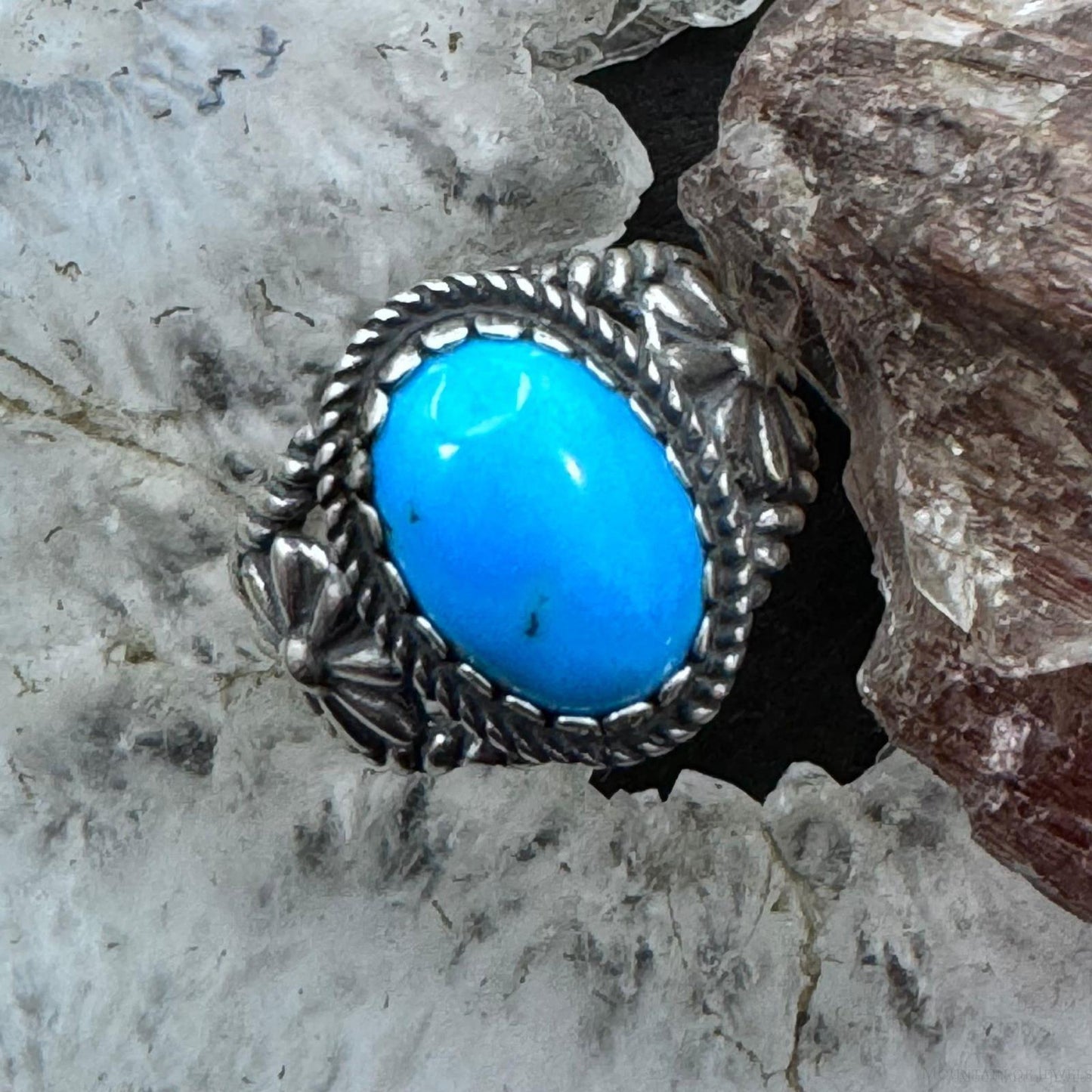 Carolyn Pollack Vintage Sterling Silver Oval Blue Turquoise Ring For Women