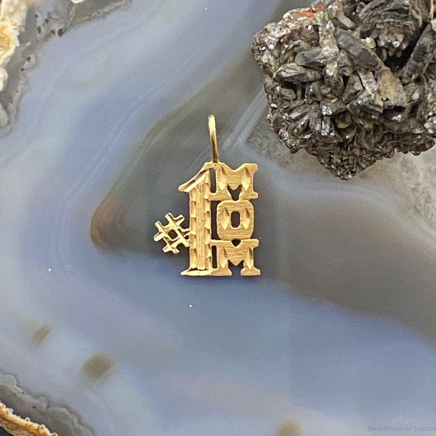 14K Yellow Gold "# 1 Mom" Charm For Women