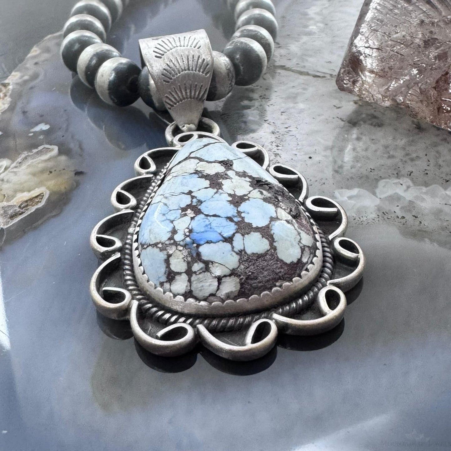 Sterling Silver Southwestern Style Teardrop High Grade Golden Hill Turquoise Pendant For Women #1