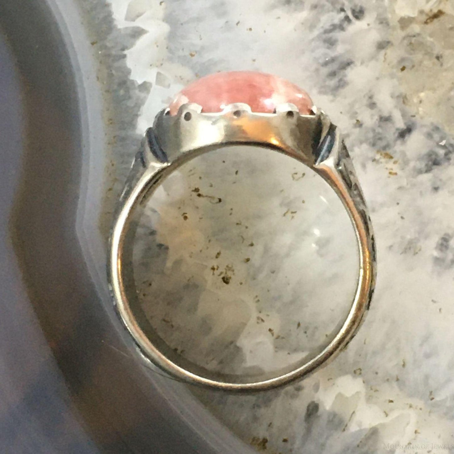 Carolyn Pollack Sterling Silver Oval Rhodochrosite Decorated Ring For Women