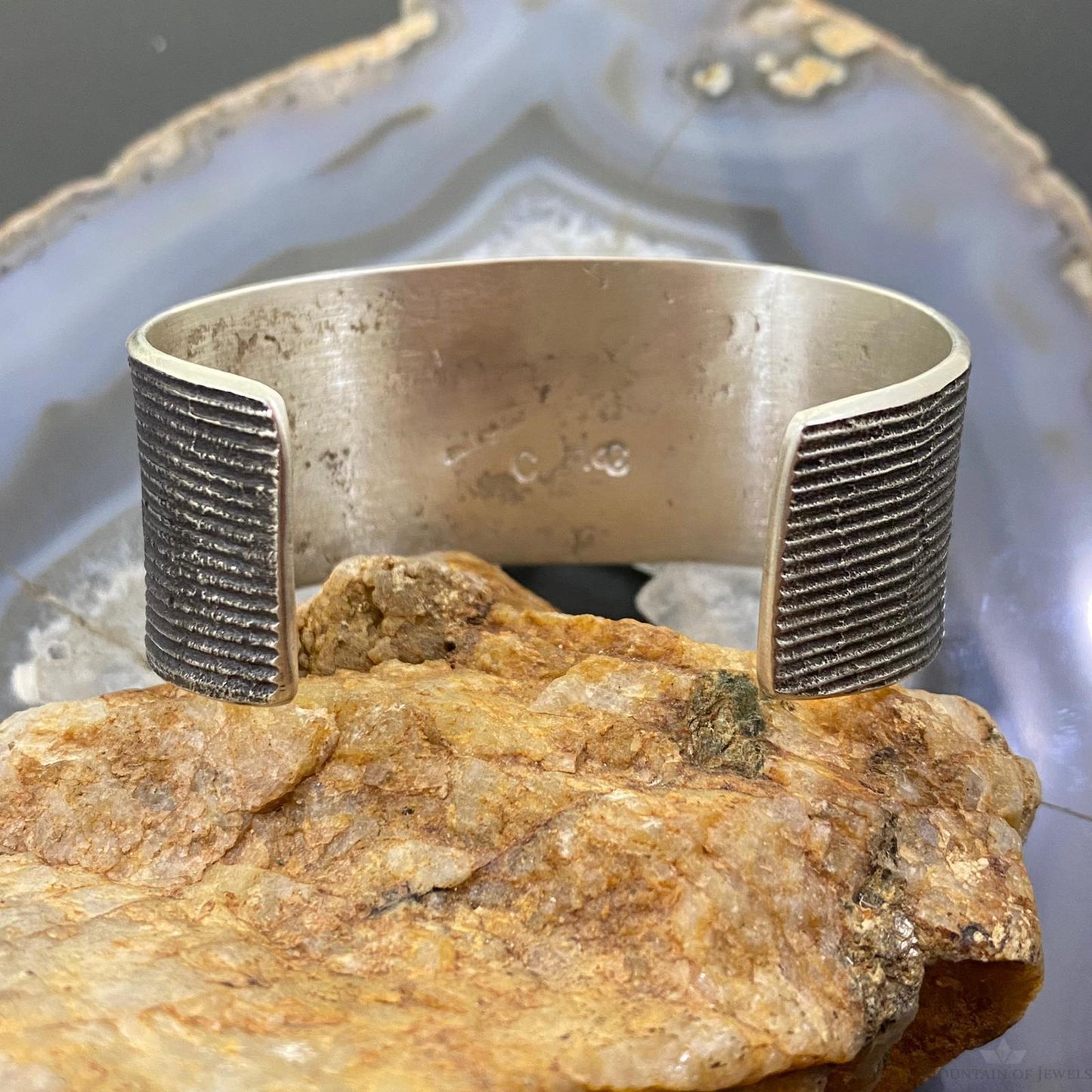 Cheyenne Custer Native American Sterling Silver Tufa Cast Bracelet For Women