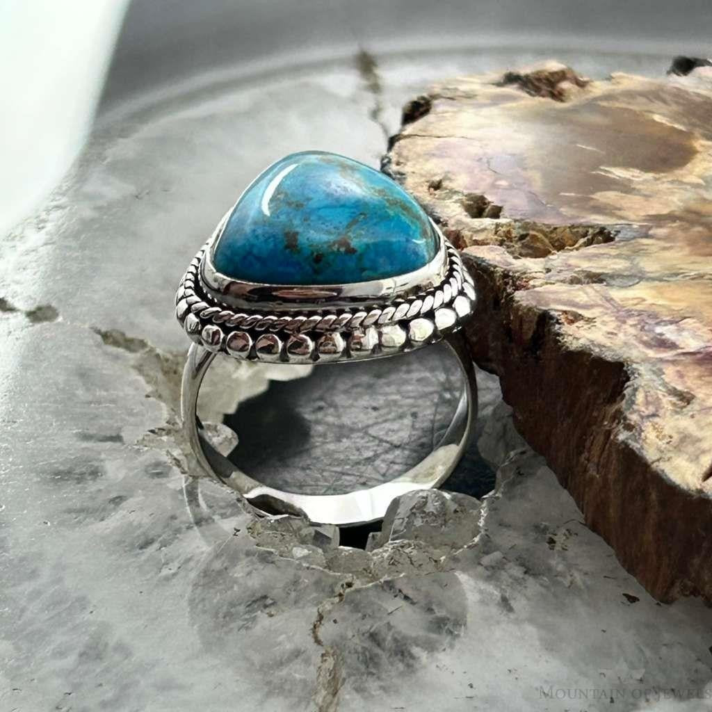 Sterling Silver Southwestern Style Teardrop Shattuckite Decorated Ring Size 7 For Women