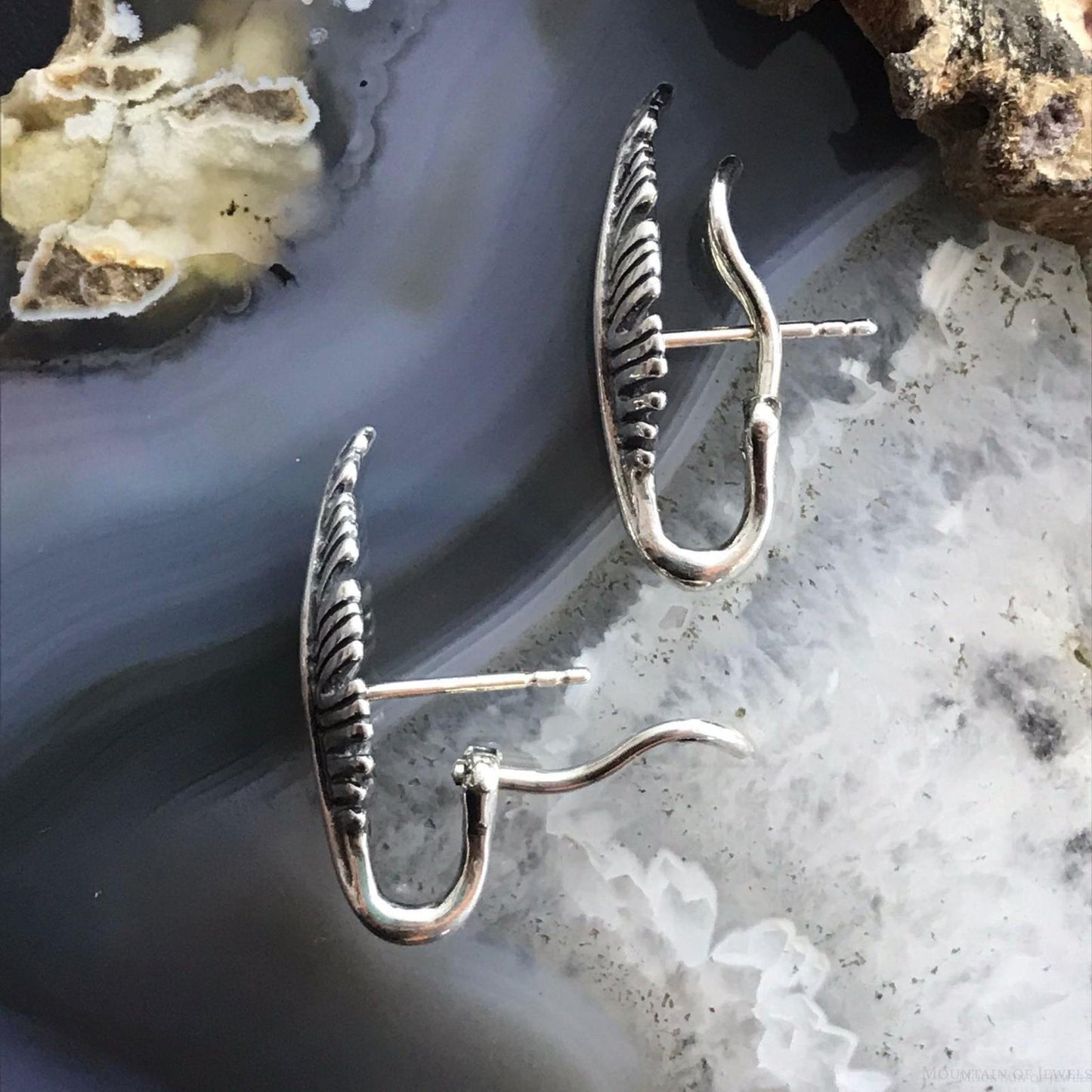 Carolyn Pollack Sterling Silver Detailed Feather Post Earrings For Women