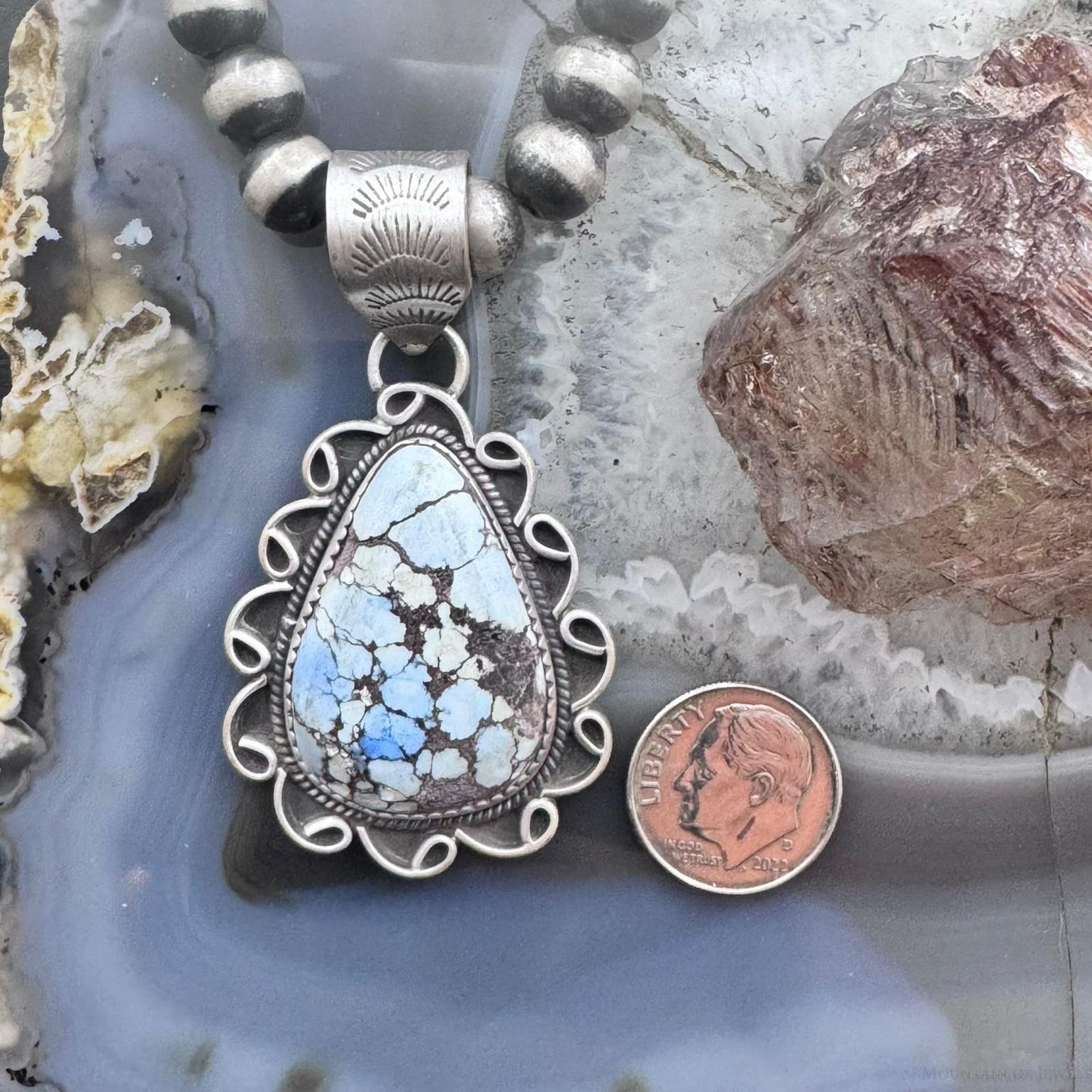 Sterling Silver Southwestern Style Teardrop High Grade Golden Hill Turquoise Pendant For Women #1