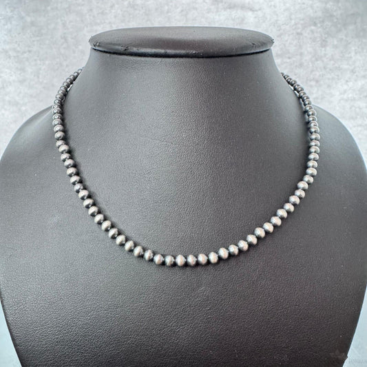 Sterling Silver Southwestern Style Navajo Pearl Beads 4 mm Necklace 16"-18" For Women