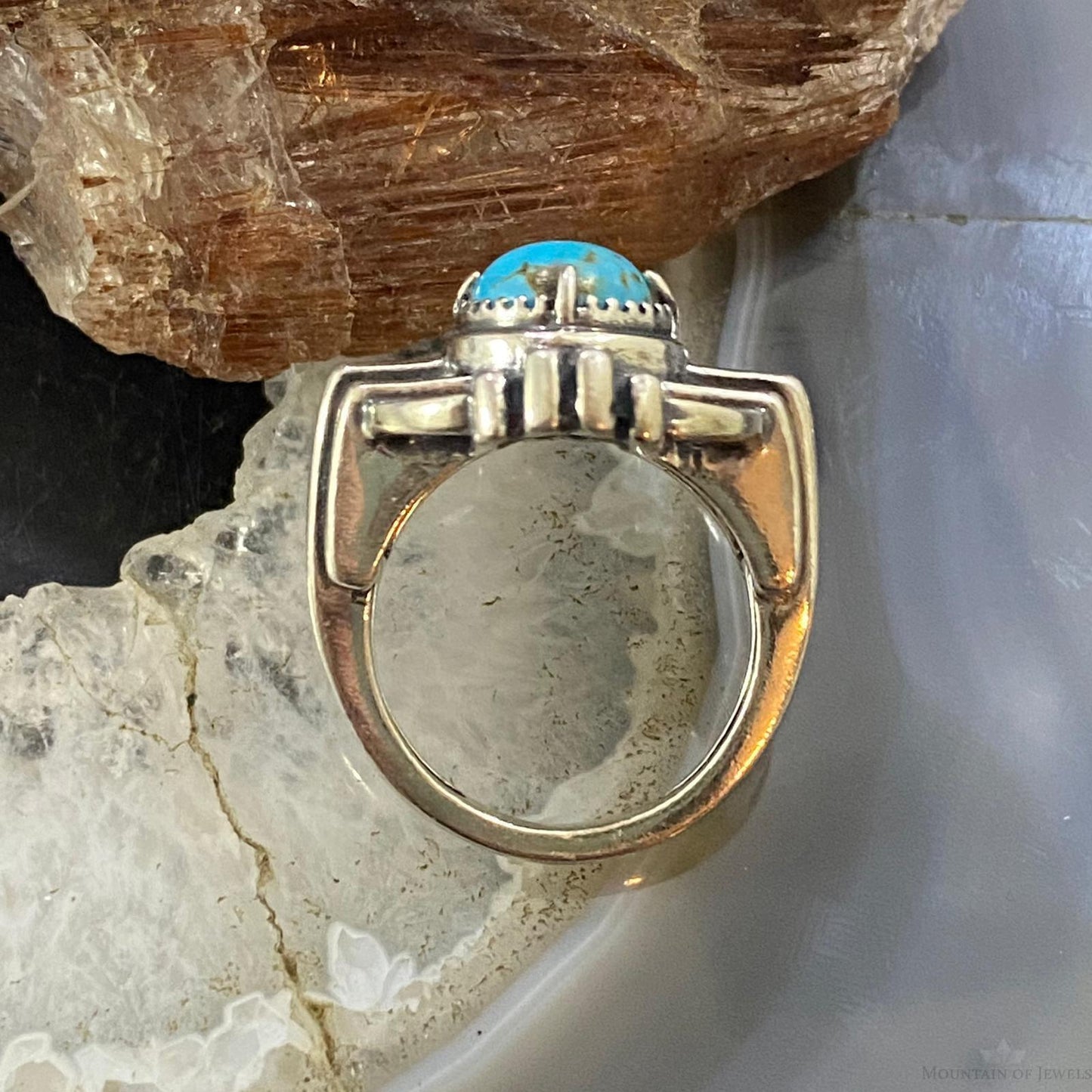 Carolyn Pollack Southwestern Style Sterling Silver Blue Turquoise Zia Symbol Ring For Women