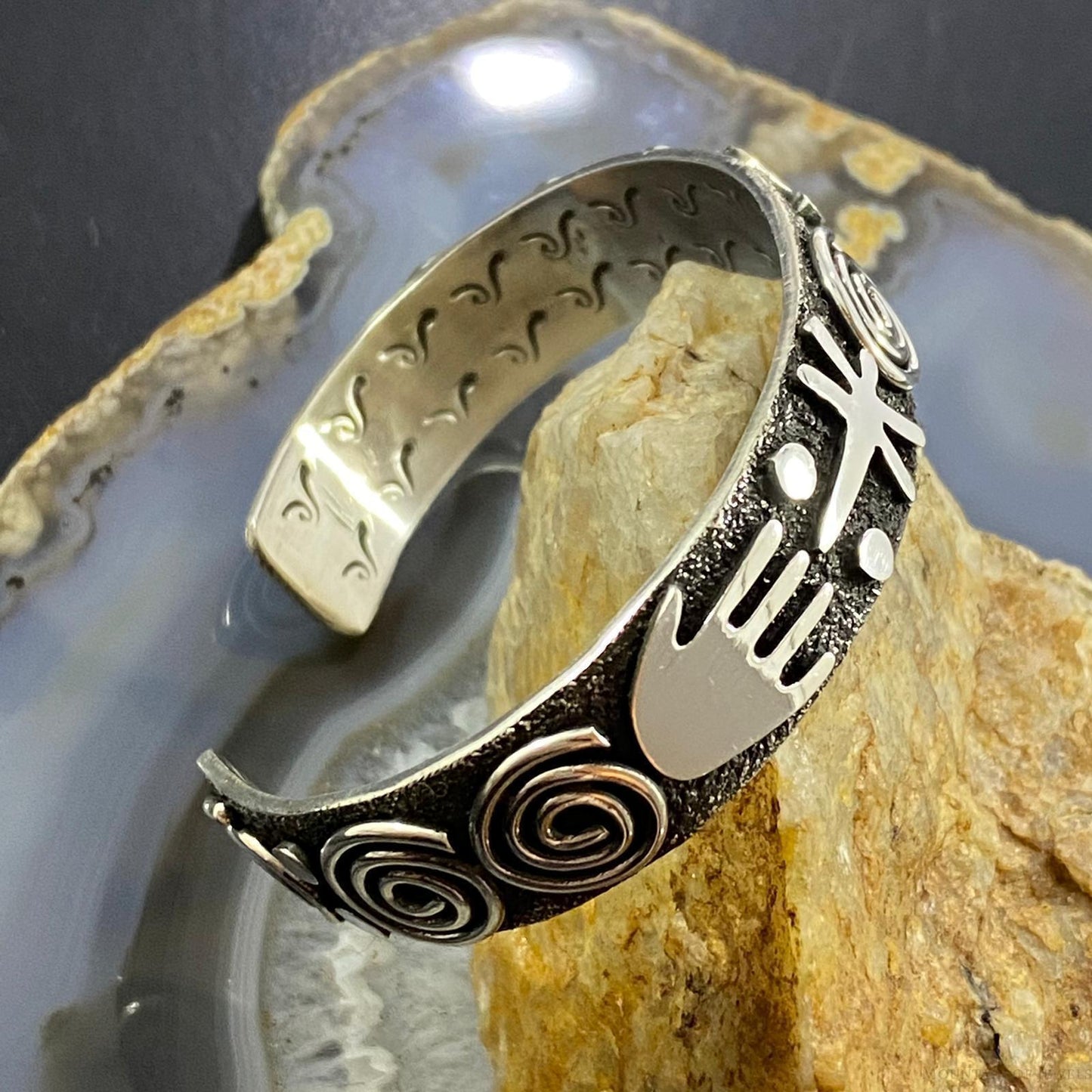 Alex Sanchez Native American Sterling Silver Petroglyph Bracelet For Women #8