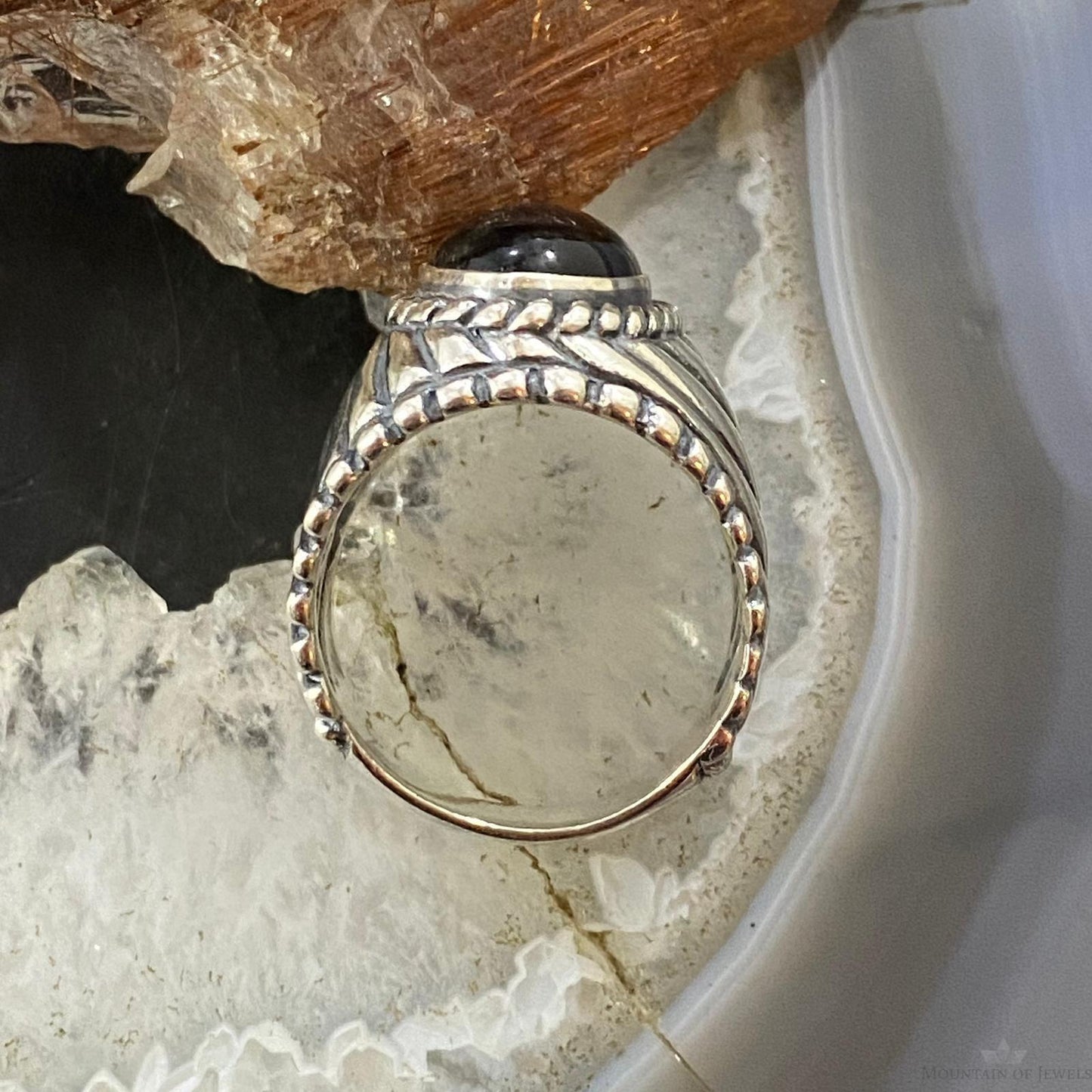 Carolyn Pollack Southwestern Style Sterling Silver Oval Black Onyx Decorated Shield Ring For Women